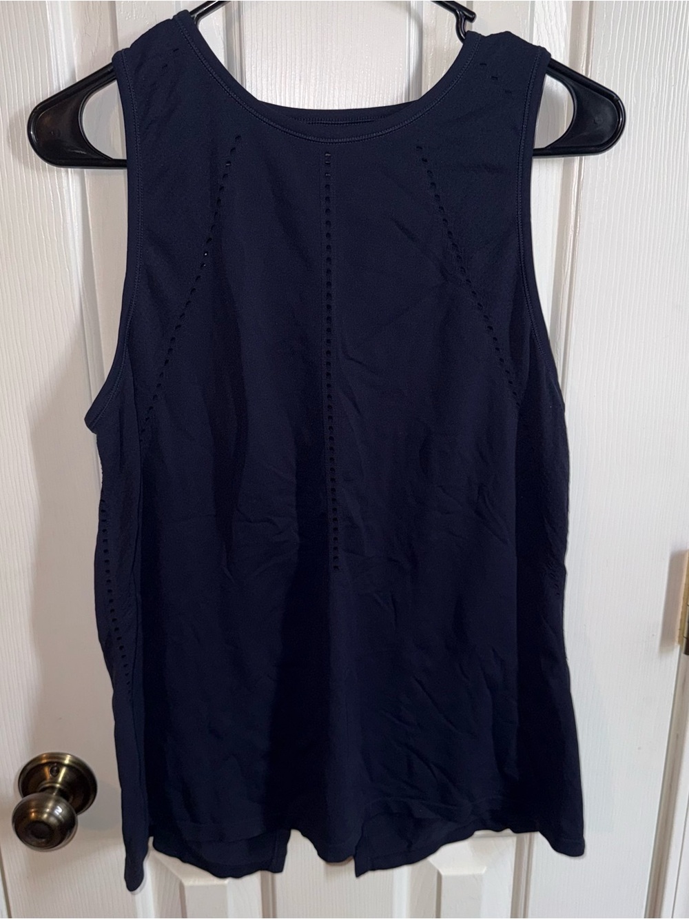 Athleta Black Eyelet Knit Open Back Hem Tank Top